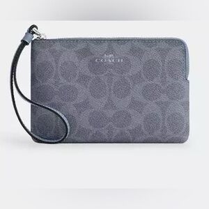 Coach Corner Zip Wristlet In Signature Canvas